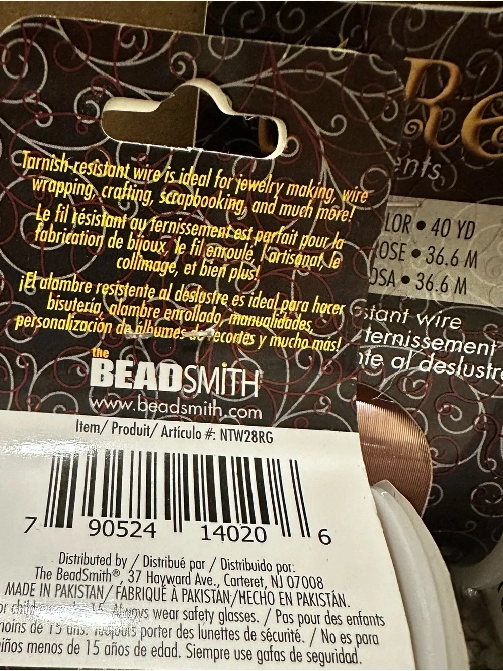 BeadSmith Wire Elements 28 Gauge Rose Gold Wire - 4 Spools